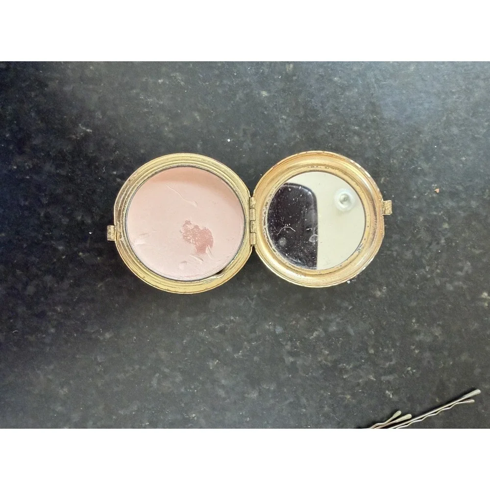 Vintage revlon Powder Compact With Mirror Love Pat Dreamy Ivory Gold